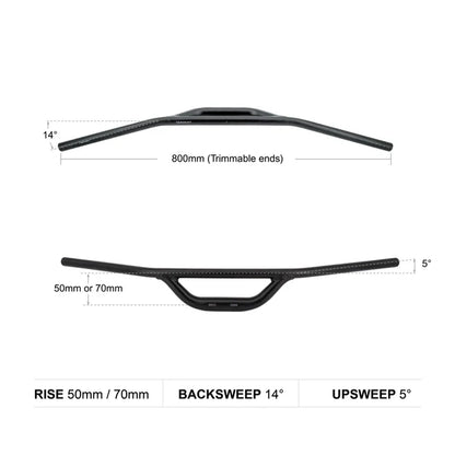 Guiador REDSHIFT Top Shelf Flat Rise 50mm 800mm