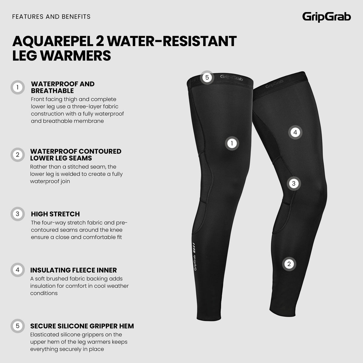 Jambières GRIPGRAB AQUAREPEL 2 WATER RESISTANT Noir