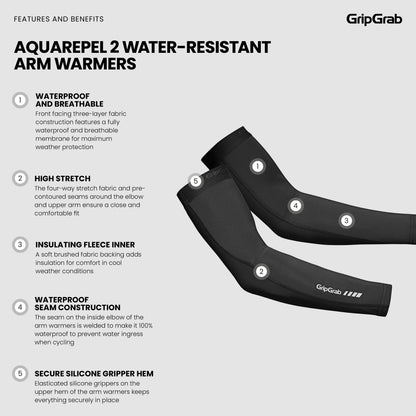 Manguitos GRIPGRAB AQUAREPEL 2 RESISTENTES À ÁGUA pretos