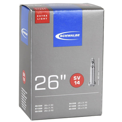Câmara de Ar SCHWALBE EXTRA LIGHT SV 14 26x1,50/2,35 Butyl Presta 40 mm 10424343