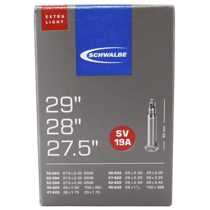 Câmara de Ar SCHWALBE EXTRA LIGHT SV 19A 27,5/29x1,50/2,35 Butyl Presta 40 mm 10430943