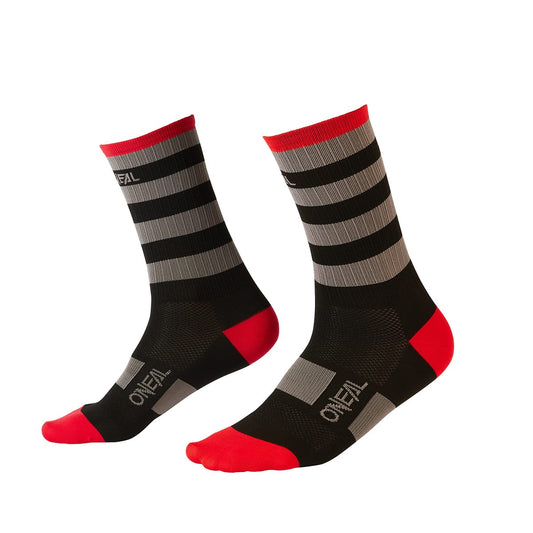 O'NEAL MTB PERFORMANCE STRIPE Socks Preto/Cinza/Vermelho