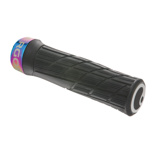Punhos ERGON GE1 EVO Factory pretos Stealth Frozen com abraçadeiras Oil Slick