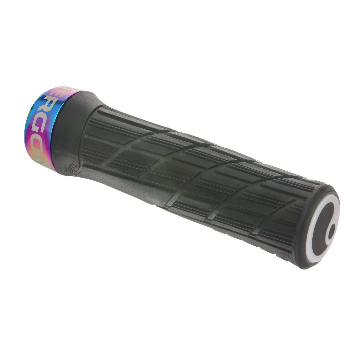Punhos ERGON GE1 EVO Factory Slim pretos Stealth Frozen com abraçadeiras Oil Slick