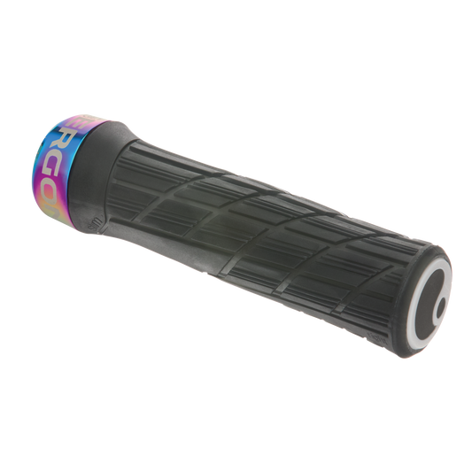 Punhos ERGON GE1 EVO Factory Slim pretos Stealth Frozen com abraçadeiras Oil Slick