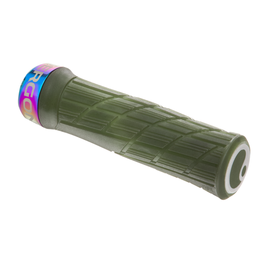 Punhos ERGON GE1 EVO Factory verdes Frozen Moss com abraçadeiras Oil Slick