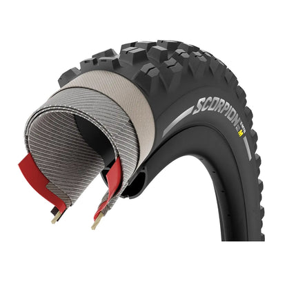 Pneu PIRELLI SCORPION E-MTB M 27.5x2.6 Tubeless Ready Dobrável Preto/Vermelho 4356000