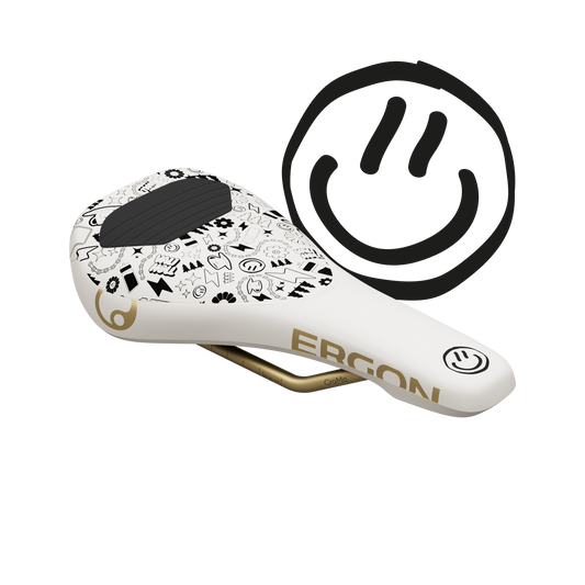 Selim ERGON SM Downhill Comp Vali Höll Edition branco com carris CrMo