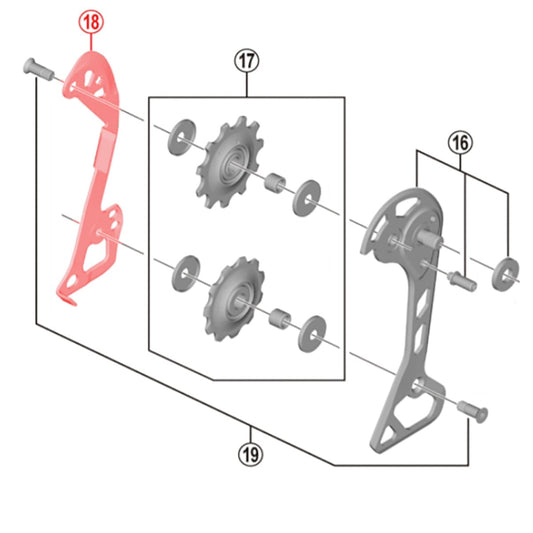 Chape de Dérailleur Arrière Interne Moyenne SHIMANO SLX RD-M7000-GS 11V #Y5YX16000