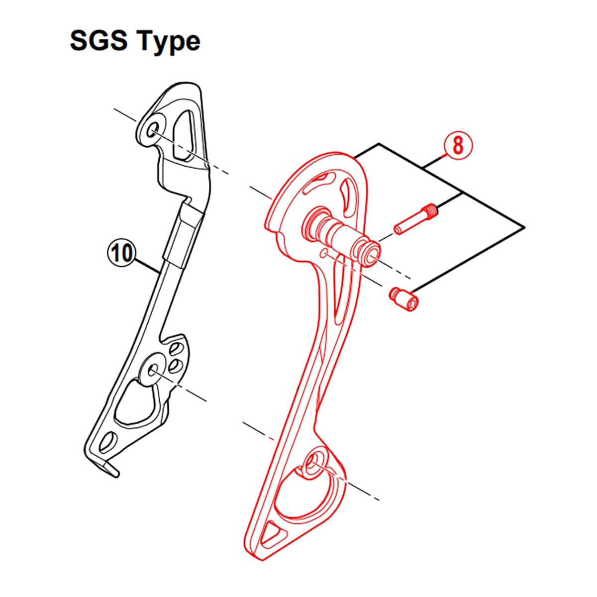 Chape de Dérailleur Arrière Externe Longue SHIMANO XT RD-M781-SGS #Y5Y098030