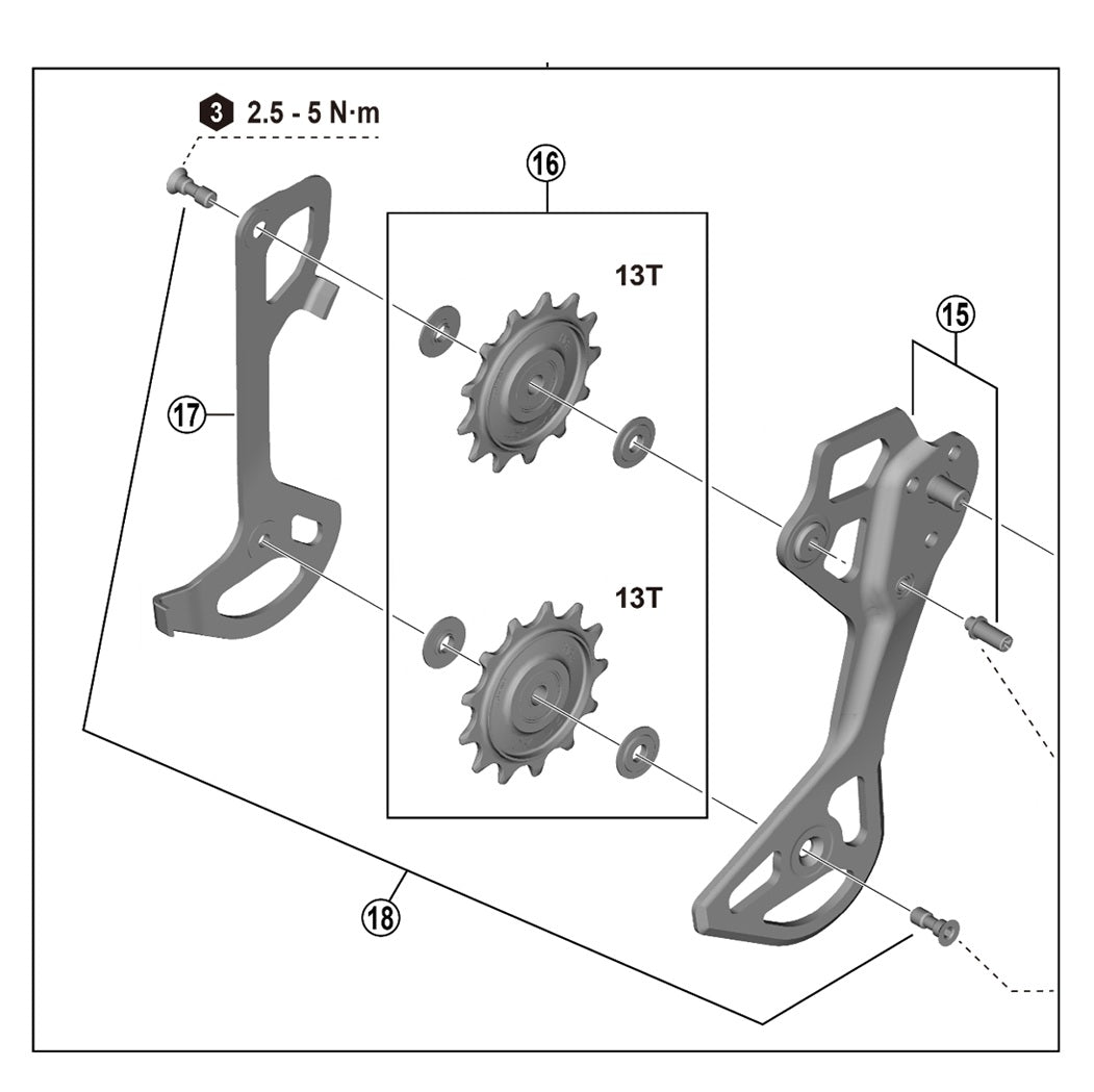 Caixa do desviador traseiro SHIMANO XTR RD-M9250 GS 12V