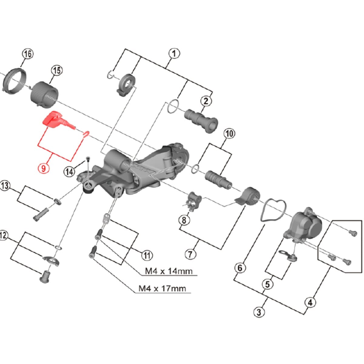 Levier et Fixation pour Dérailleur SHIMANO XTR M9100 #Y3FA98040