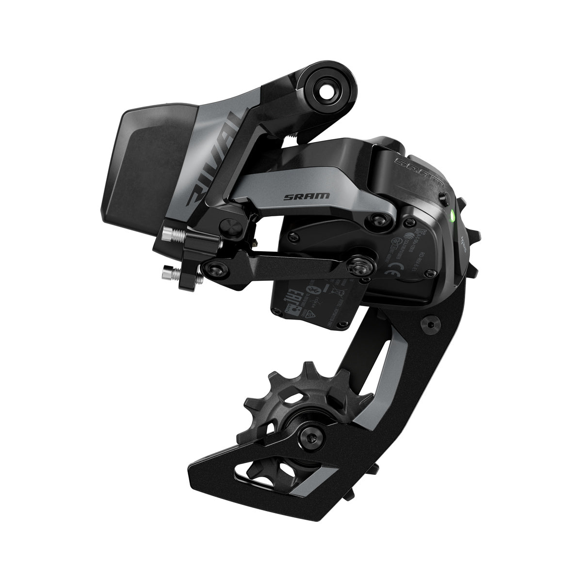 Desviador traseiro SRAM RIVAL AXS E1 2x12 velocidades, máximo de 36 dentes (sem bateria) – vista do produto sobre fundo branco