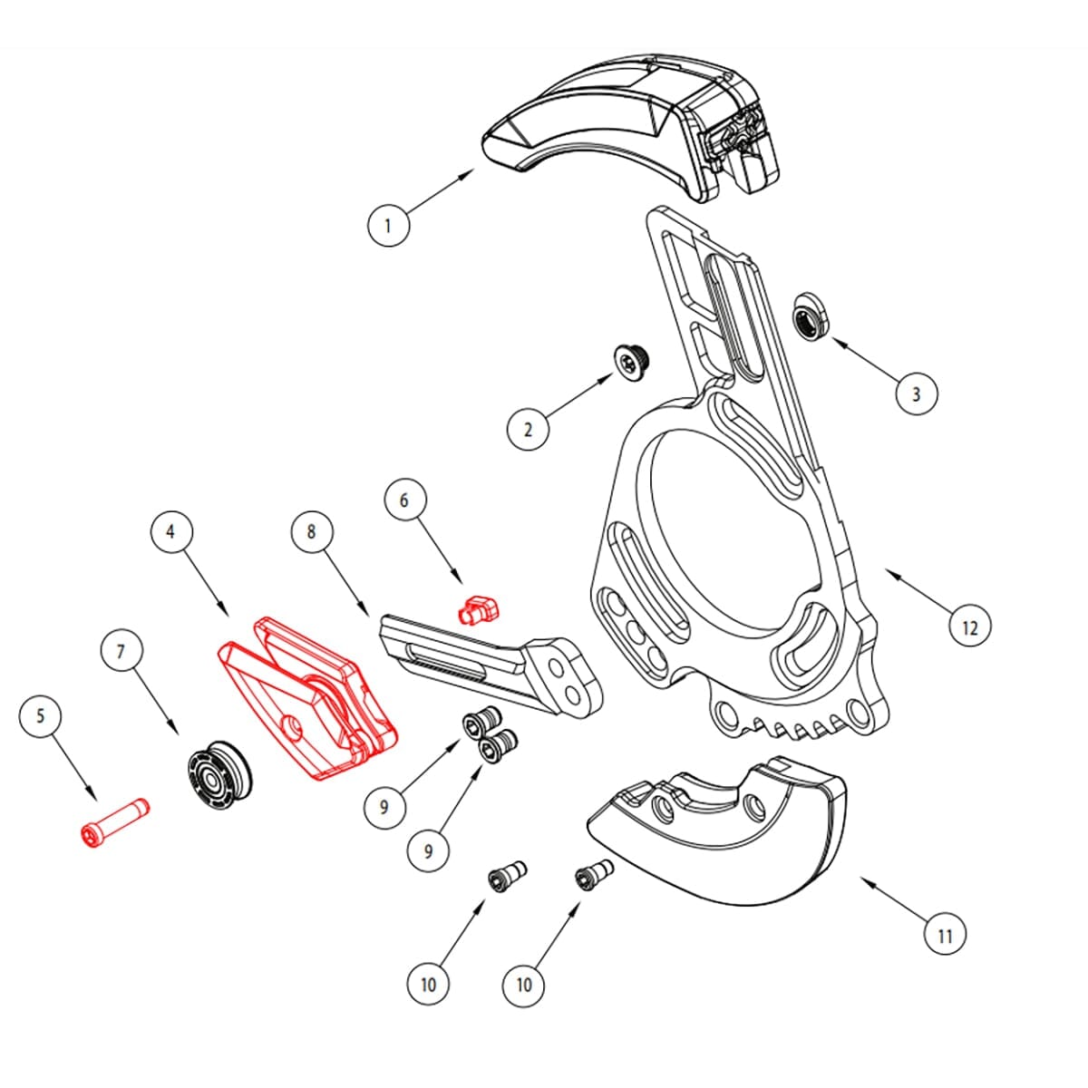 Guia inferior para E-THIRTEEN LG1 Gen 2/LG1/LG1+/LG1 Race Guia de corrente preta #CGS20.SLDR.LWR.K