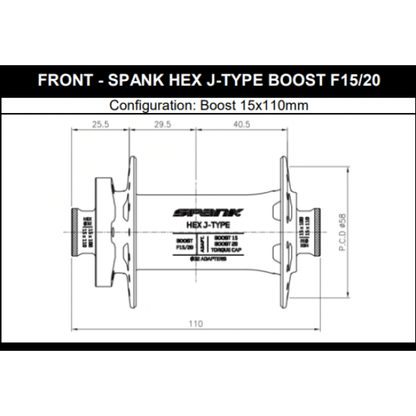 Cubo Dianteiro SPANK HEX 15/20 mm Boost Vermelho
