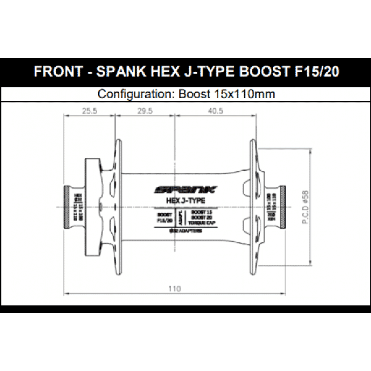 Moyeu Avant SPANK HEX 15/20 mm Boost Argent