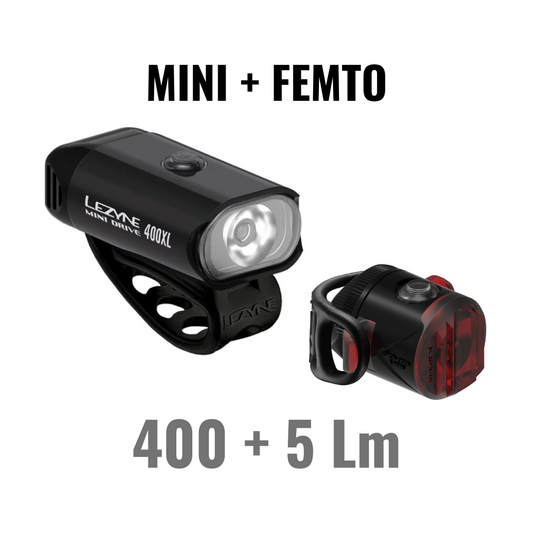 Luzes dianteiras e traseiras LEZYNE MINI DRIVE 400XL / FEMTO USB