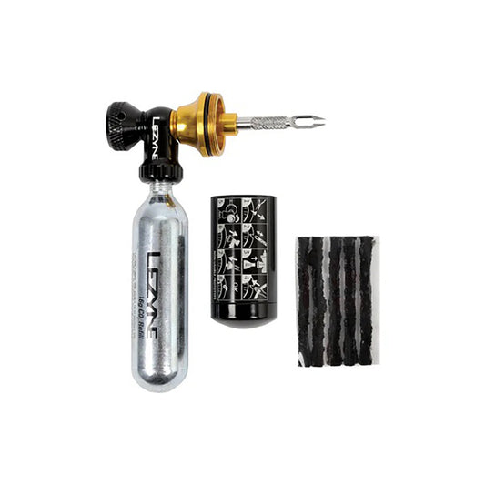 Kit de reparação Tubeless CO2 LEZYNE BLASTER + 5 mechas + 2x cartuchos de CO2