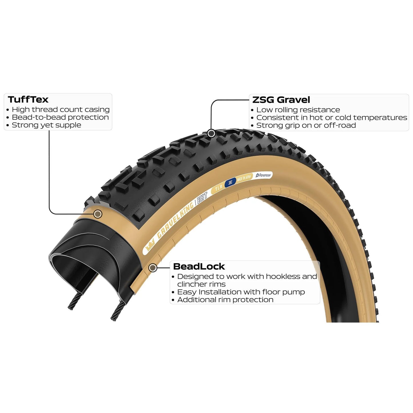 Pneu PANARACER GRAVELKING EXT TLR 700x38c Tubeless Ready Preto