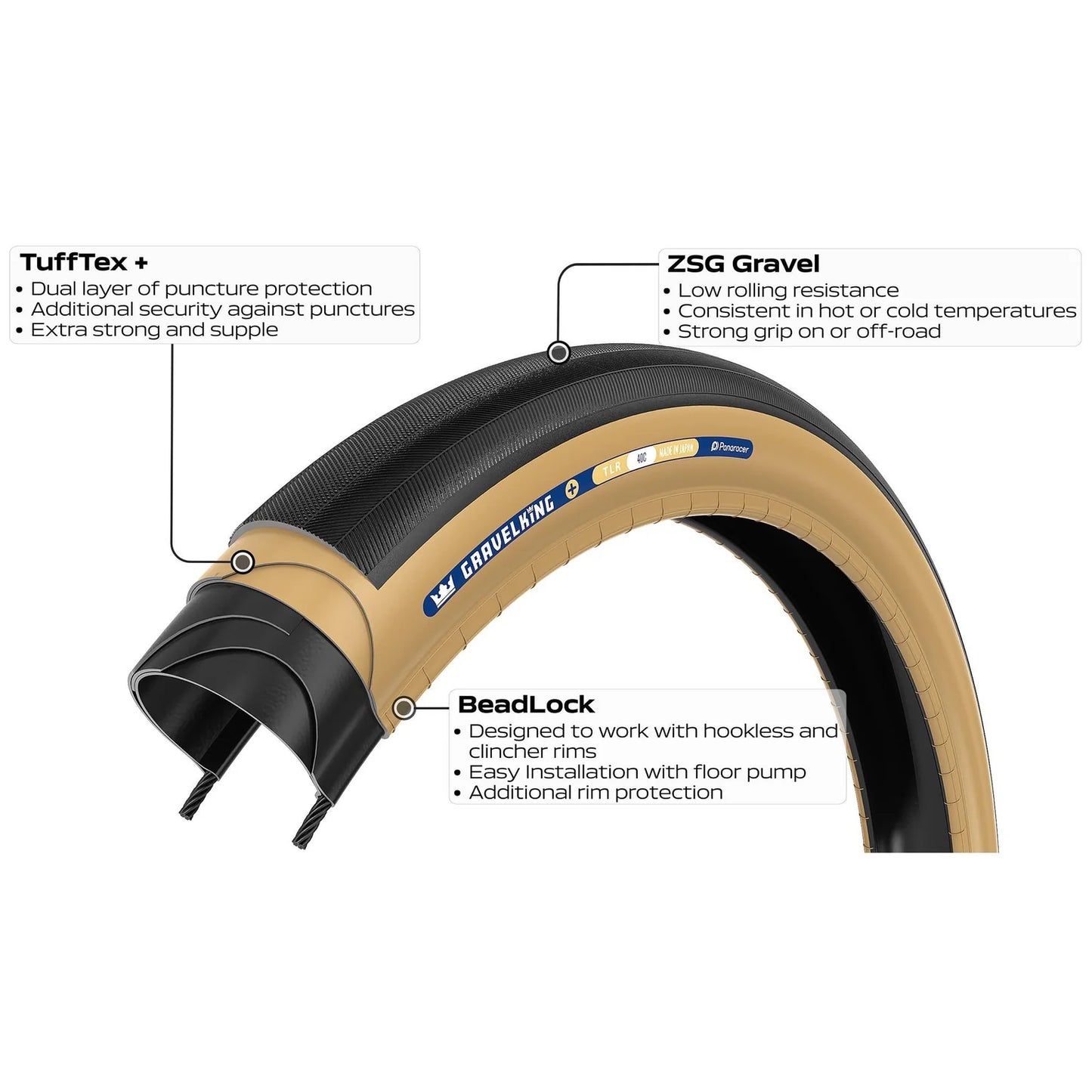 Pneu PANARACER GRAVELKING SLICK+ TLR 700x35 Tubeless Ready Preto