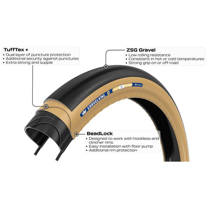 Pneu PANARACER GRAVELKING SLICK+ TLR 700c Tubeless Ready Bege