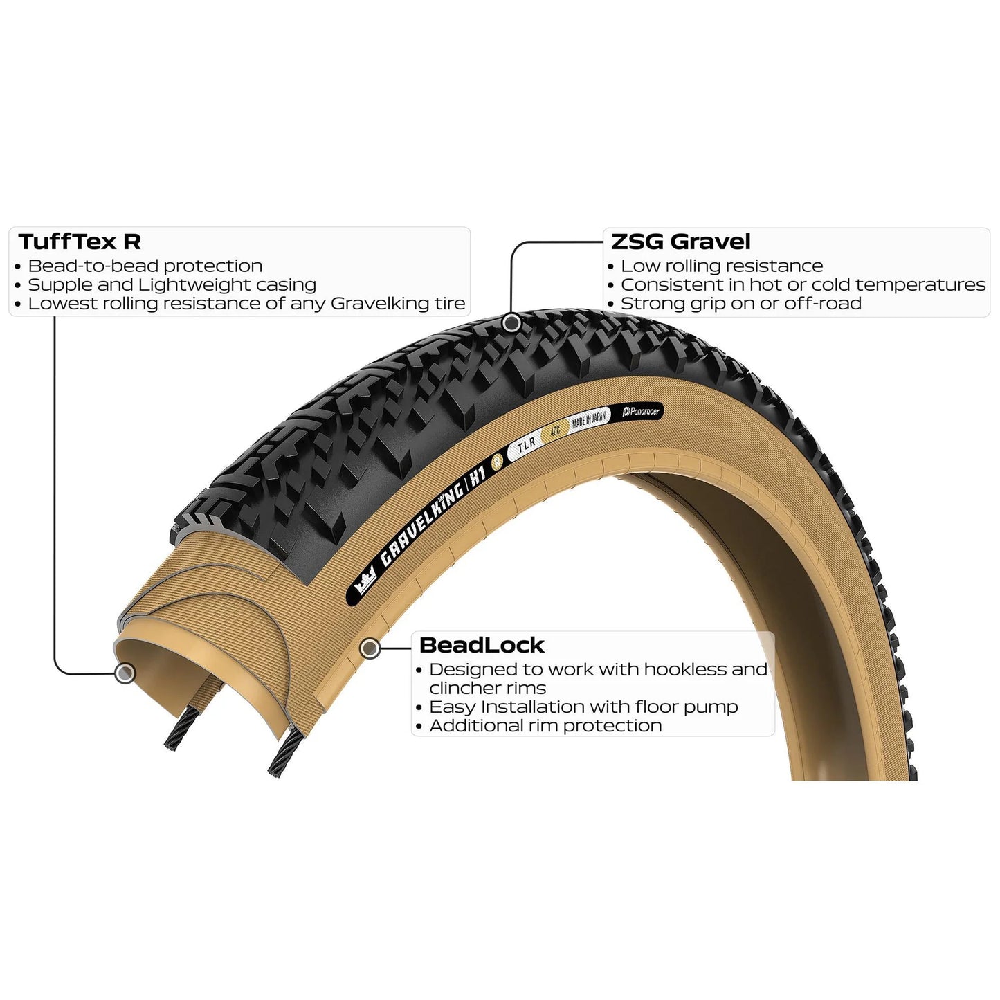 Pneu PANARACER GRAVELKING X1 R-LINE TLR 700x35c Tubeless Ready Beige