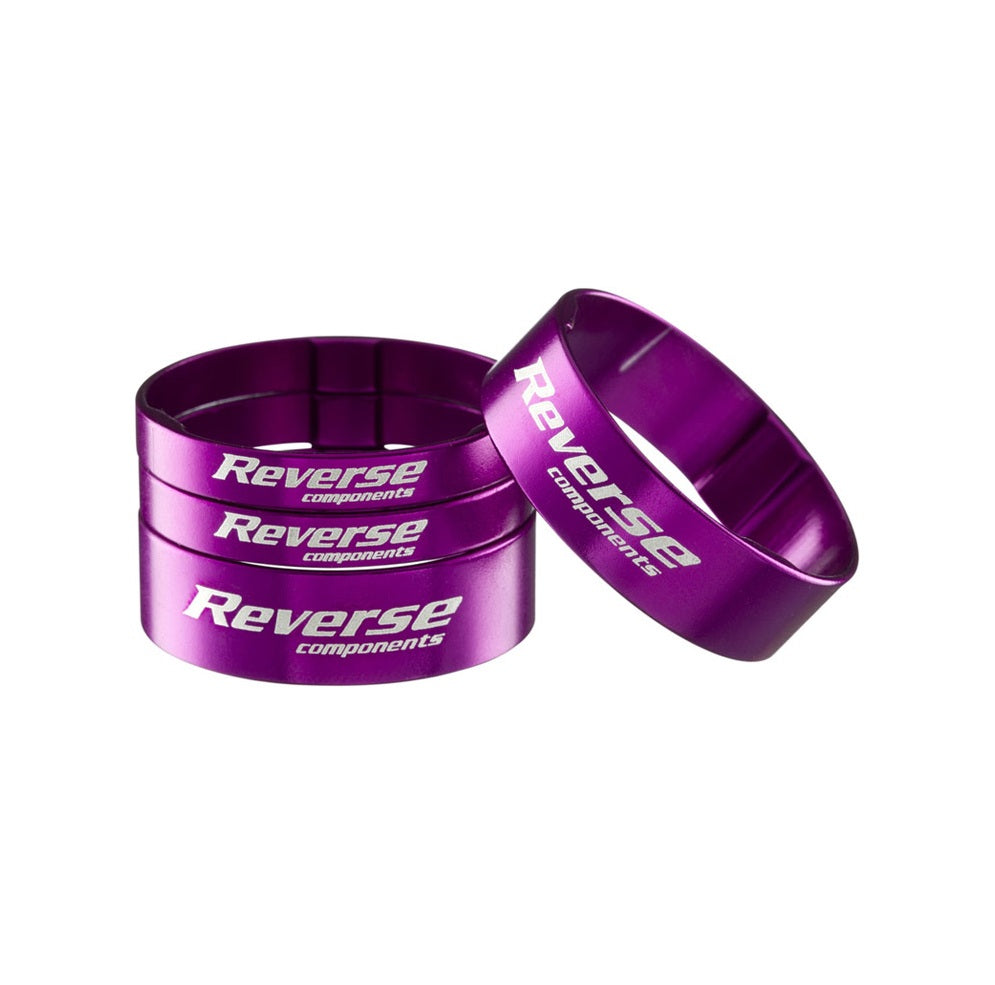 Kit de espaçadores de direção REVERSE COMPONENTS em alumínio ultraleve de 1"1/8, roxo