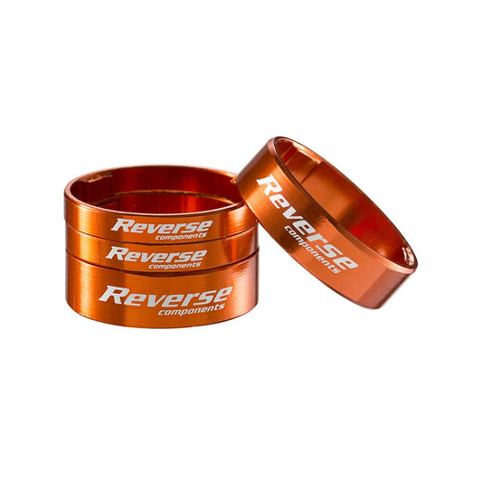 Kit de espaçadores de direção REVERSE COMPONENTS em alumínio ultraleve de 1"1/8, cor laranja