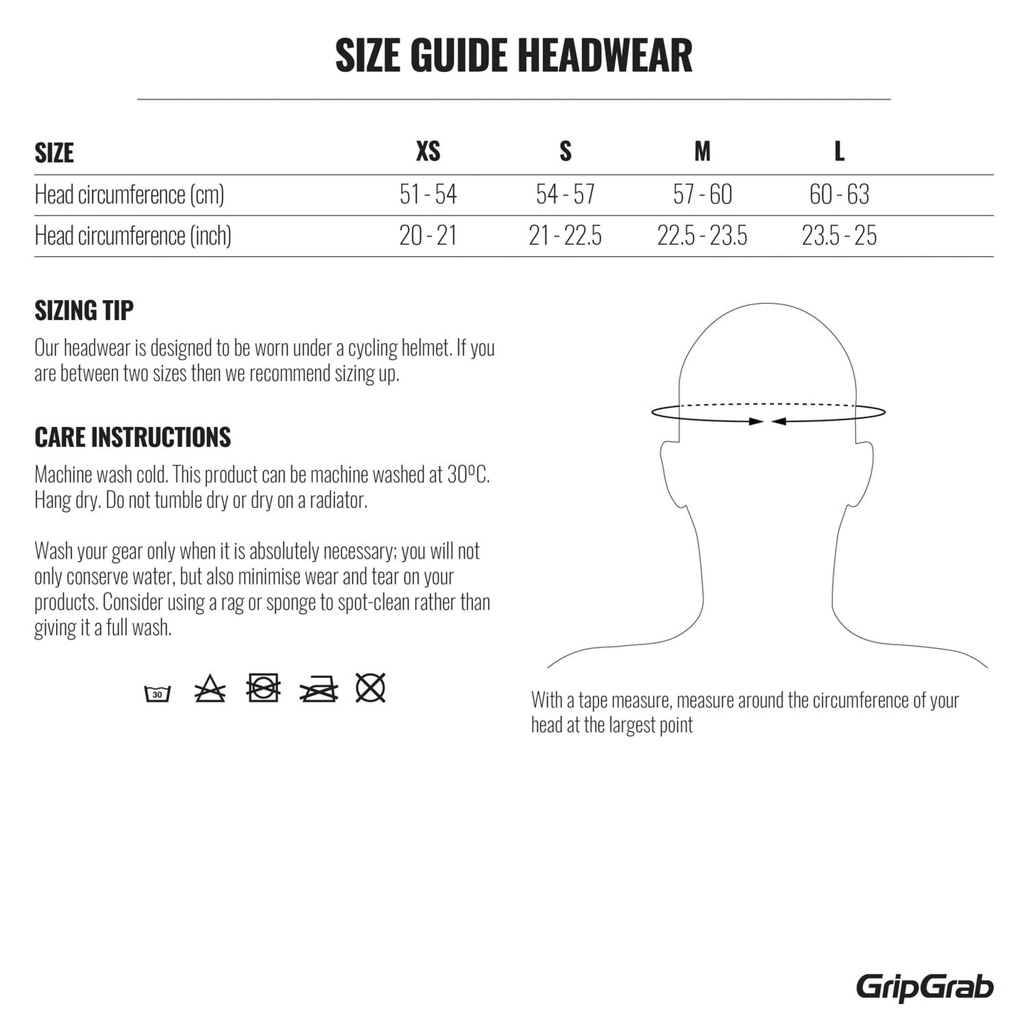 Boné de capacete GRIPGRAB THERMO Preto