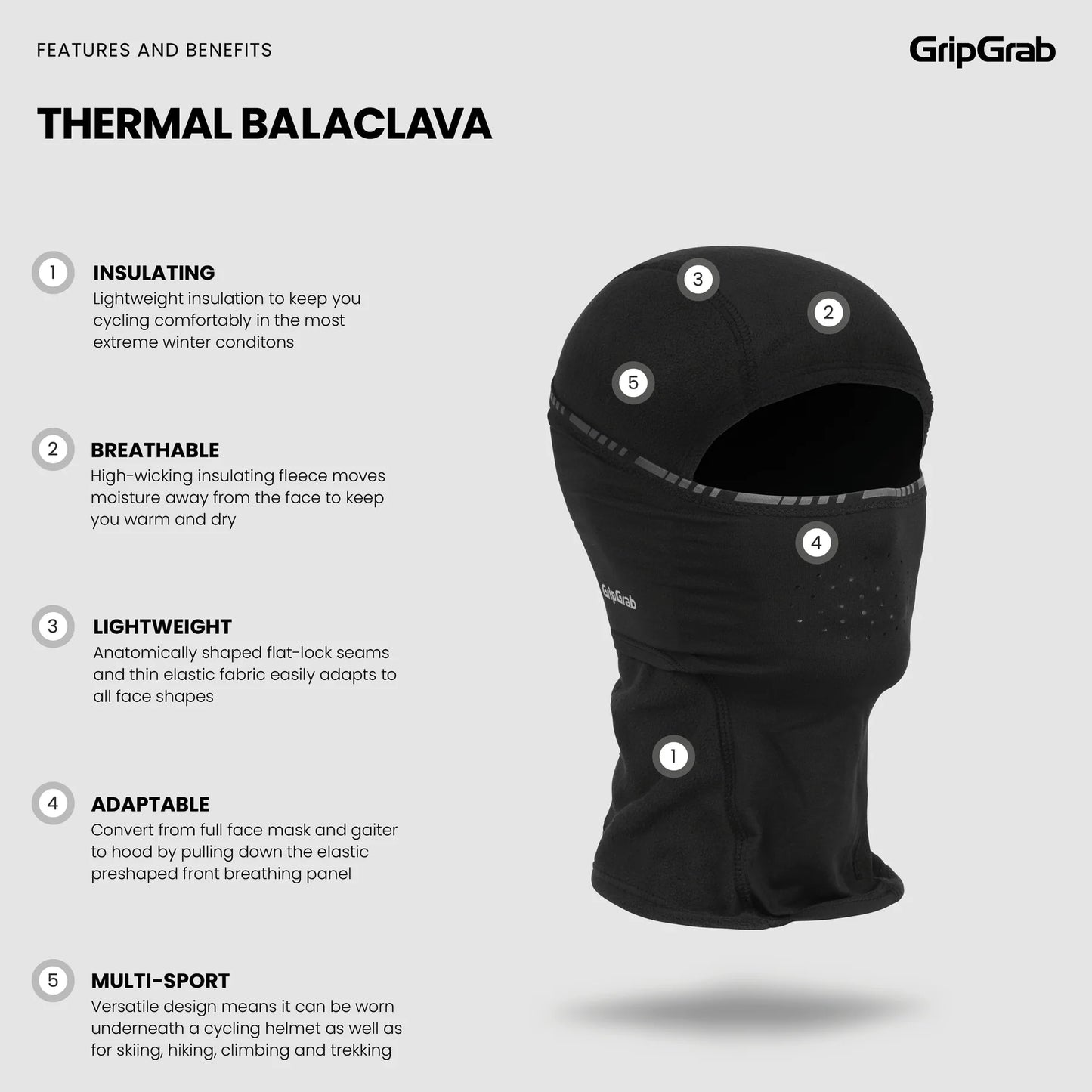 Balaclava GRIPGRAB THERMO WINTER Preto