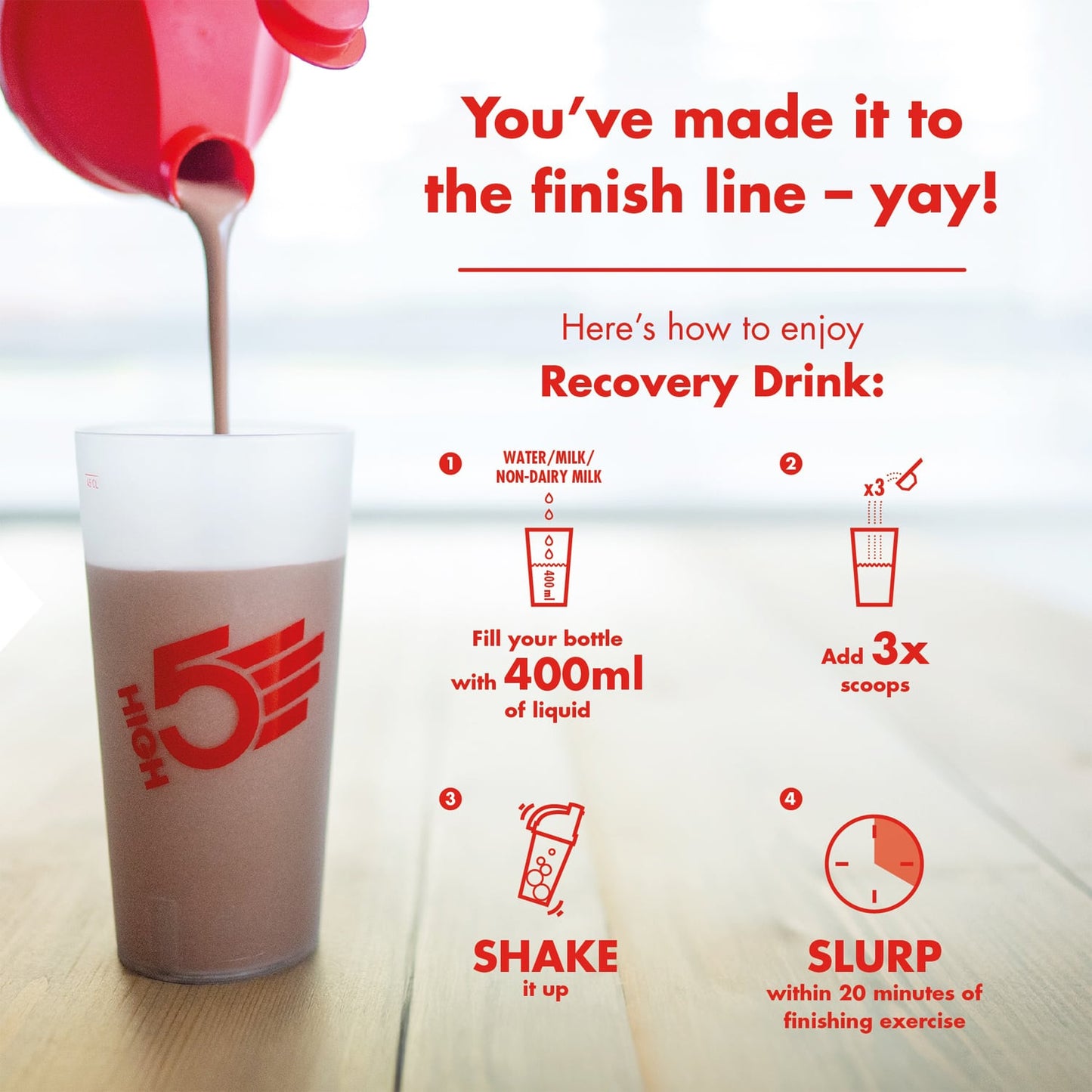 Bebida de recuperação HIGH5 RECOVERY DRINK (1,6 kg) Batido de framboesa