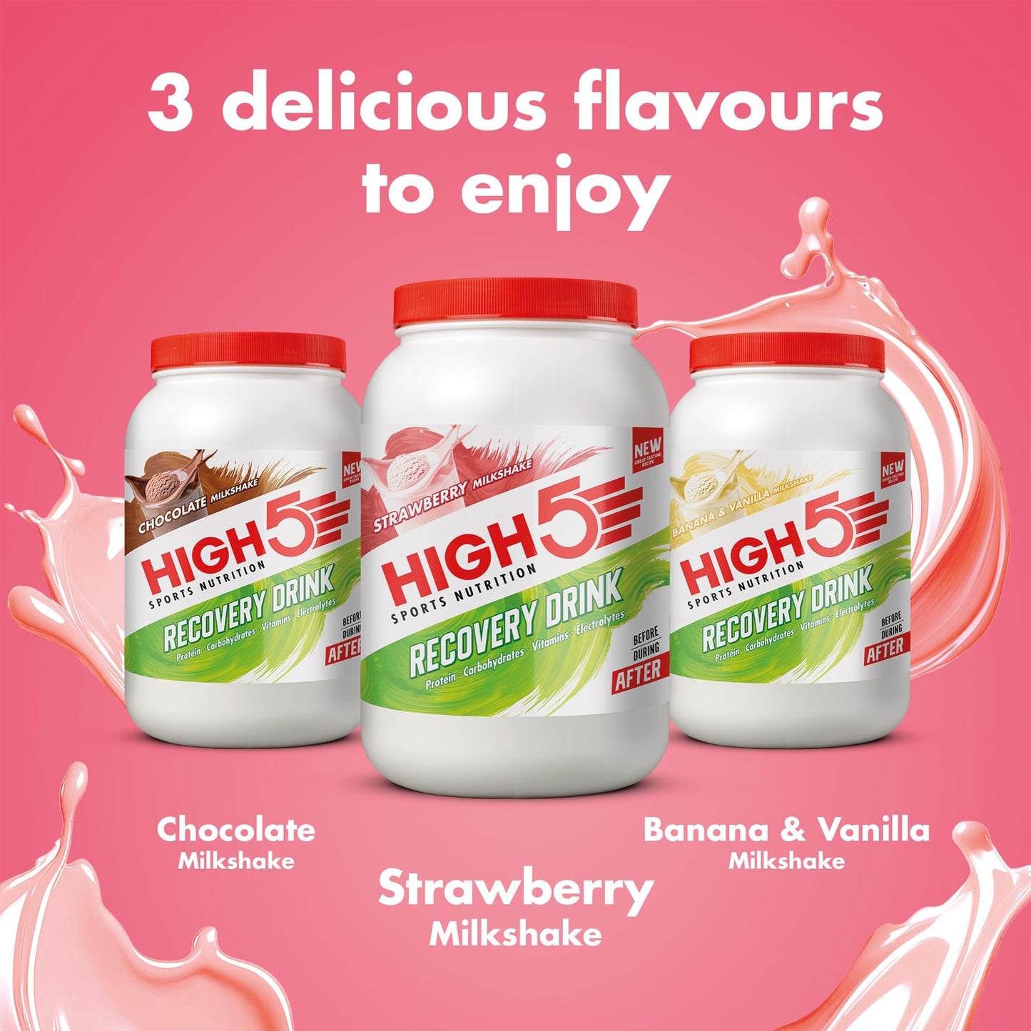 Bebida de recuperação HIGH5 RECOVERY DRINK (1,6 kg) Batido de framboesa