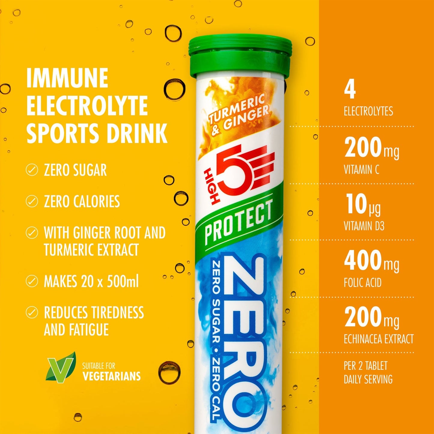 HIGH5 ZERO PROTECT Hidratação electrolítica (20 comprimidos) Cúrcuma Gengibre
