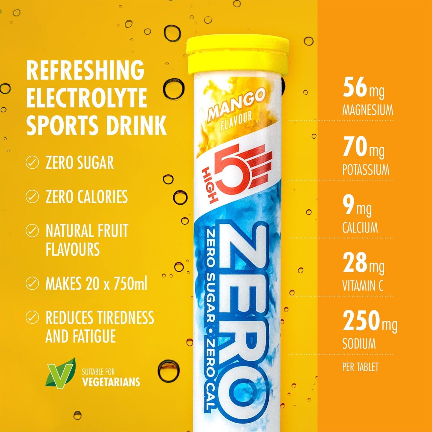 Comprimidos de hidratação electrolítica HIGH5 ZERO (x20) Manga