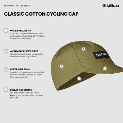 Boné de ciclismo GRIPGRAB CLASSIC COTTON verde-azeitona