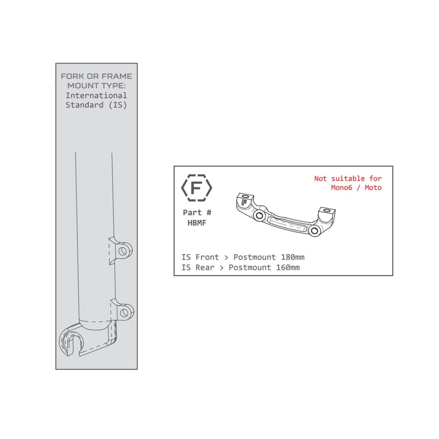 Adaptador de pinça dianteira / traseira PM / IS HOPE (Frente 180mm / Traseira 160mm) #HBMF Preto