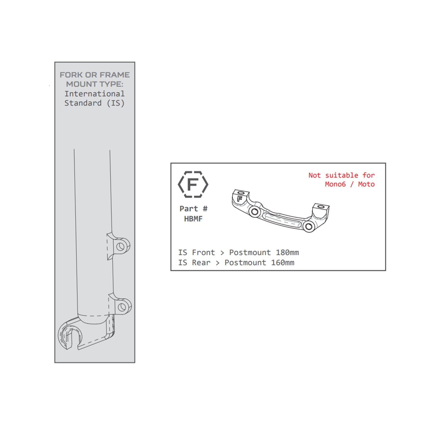 Adaptador de pinça dianteira / traseira PM / IS HOPE (Frente 180mm / Traseira 160mm) #HBMF Preto