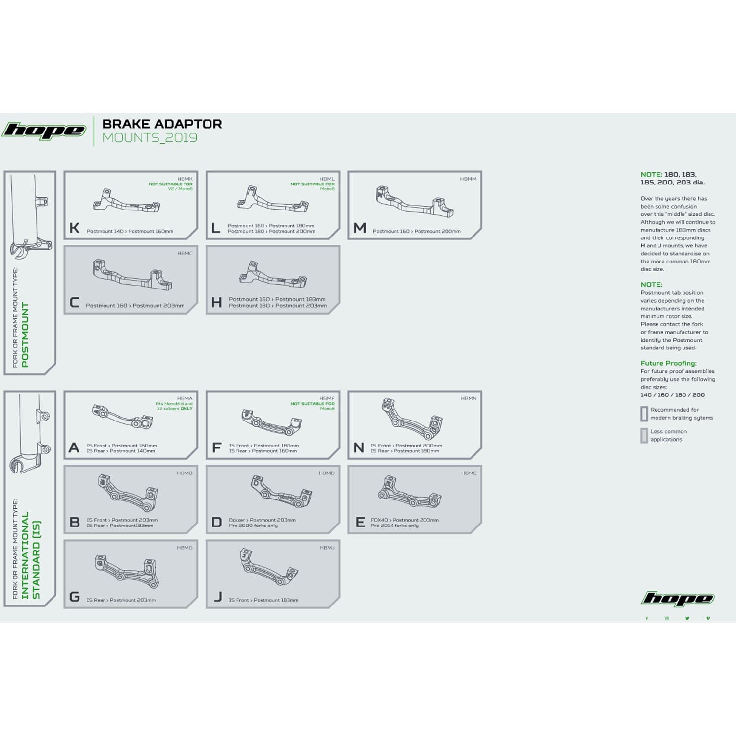 Adaptador de pinça dianteira / traseira PM / PM HOPE 160mm (+20mm) #HBMK Prata