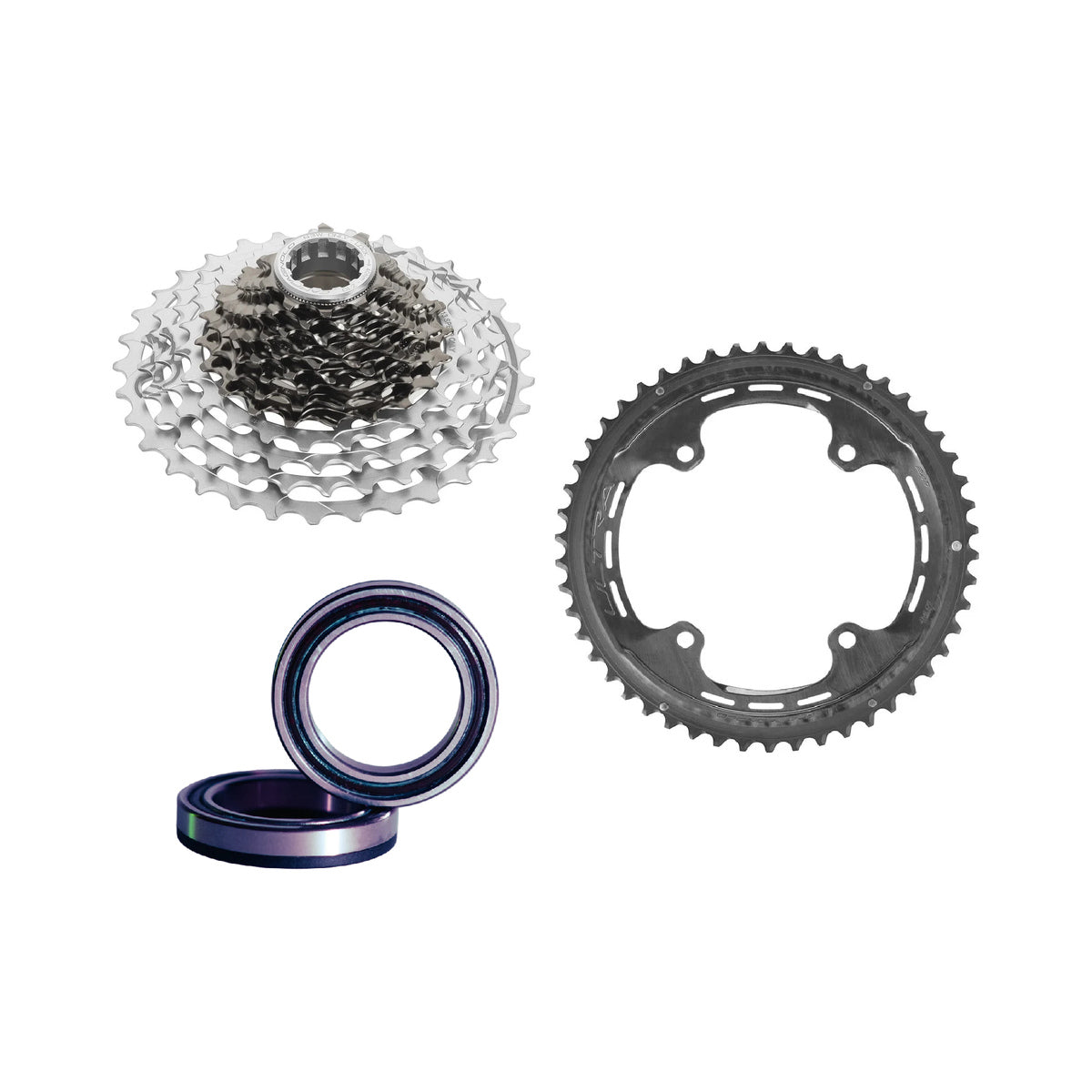Kit de cassete de titânio / prato de carbono / rolamentos cerâmicos USB CAMPAGNOLO ULTRA – fotografia principal sobre fundo branco