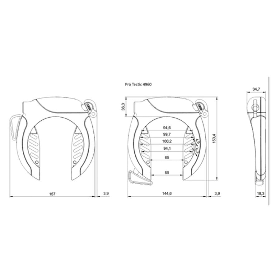 ABUS PRO TECTIC R 4960 NR BK Fechadura de armação