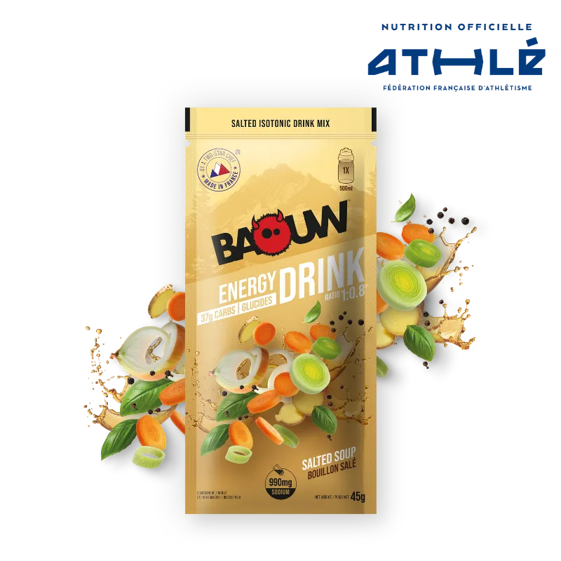 Bebida energética BAOUW isotónica sabor caldo salgado 45 g