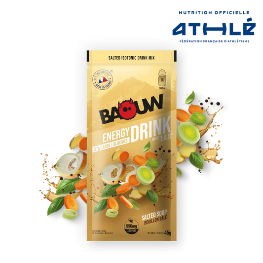 Bebida energética BAOUW isotónica sabor caldo salgado 45 g