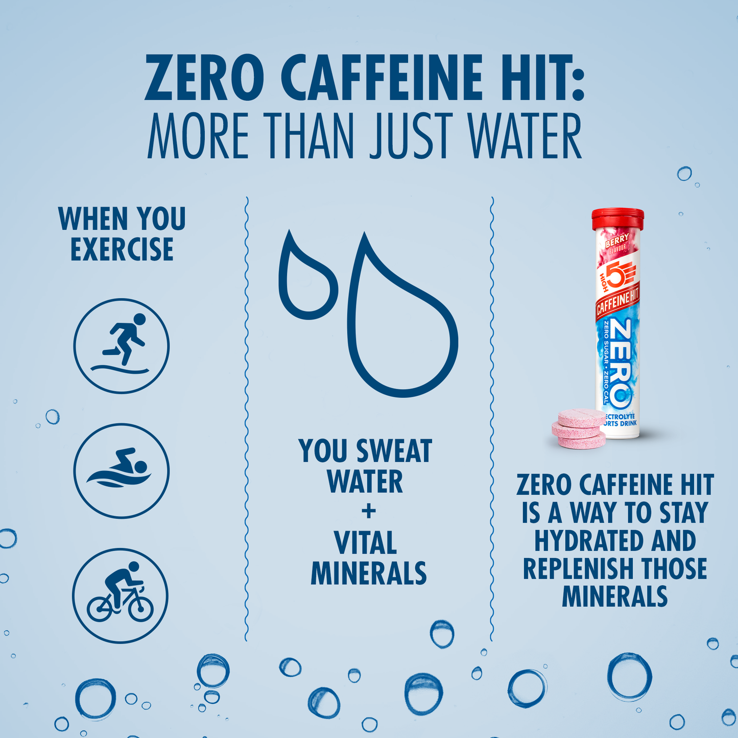 Comprimidos de hidratação electrolítica HIGH5 ZERO Cafeína (x20) Frutos Vermelhos