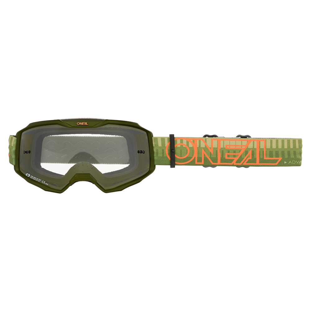 Máscara O'NEAL B-10 COM RISCAS Verde/Laranja Escudo transparente