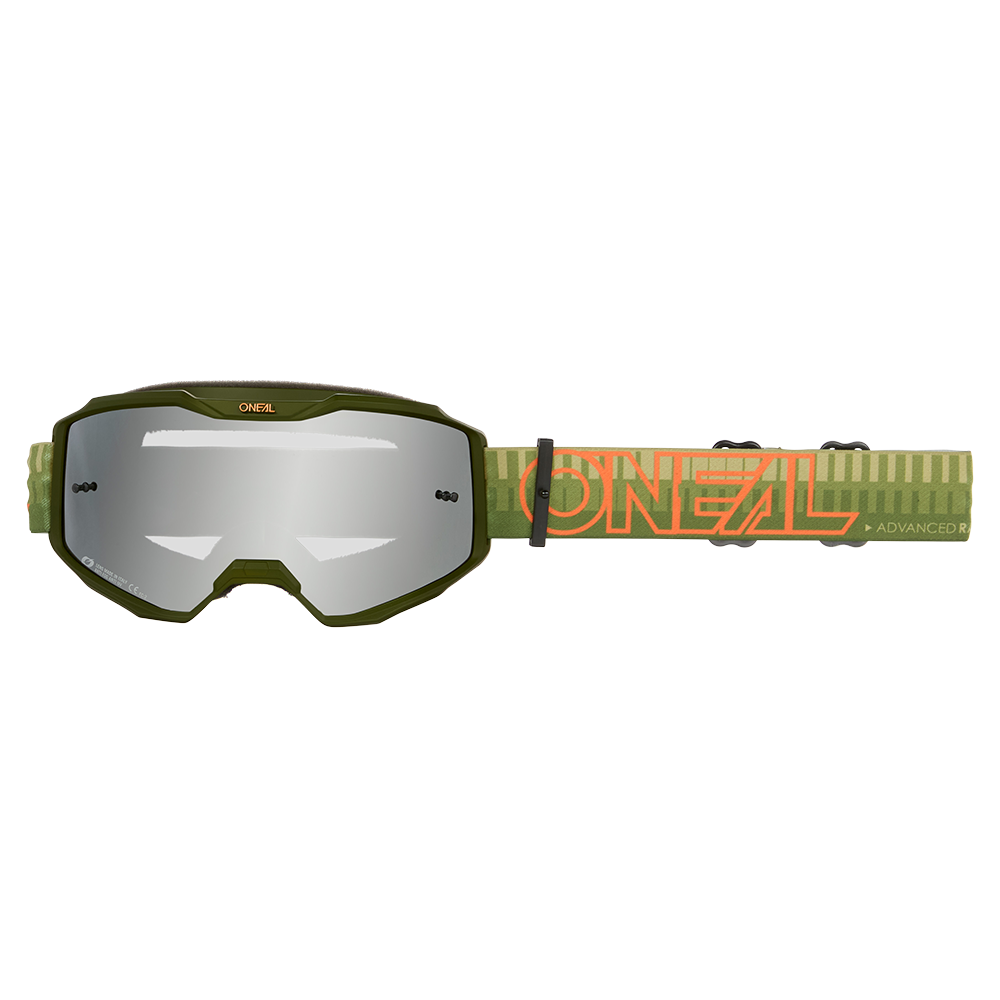 O'NEAL B-10 STRIPED Goggle Green/Orange Silver Mirror Screen (óculos de proteção com riscas)
