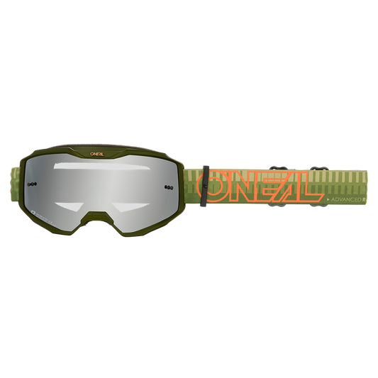 O'NEAL B-10 STRIPED Goggle Green/Orange Silver Mirror Screen (óculos de proteção com riscas)