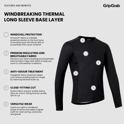 Camisola interior de manga comprida GRIPGRAB WINDBREAKING THERMAL preta