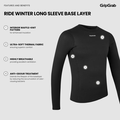 Camisola interior de manga comprida GRIPGRAB RIDE WINTER preta