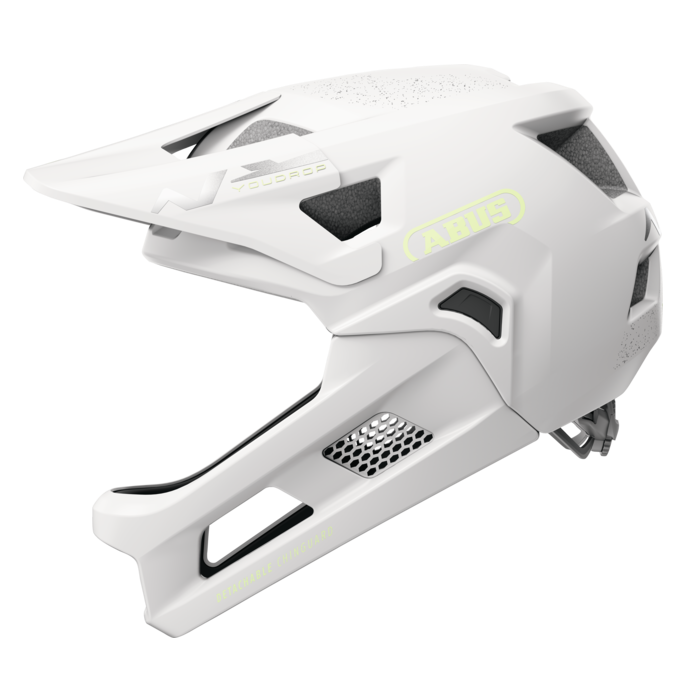 Capacete BTT ABUS YOUDROP FF Junior Lemon Branco