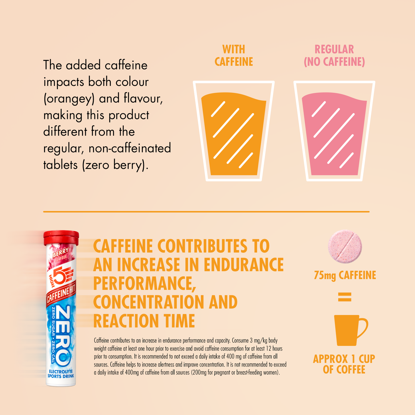 Comprimidos de hidratação electrolítica HIGH5 ZERO Cafeína (x20) Frutos Vermelhos